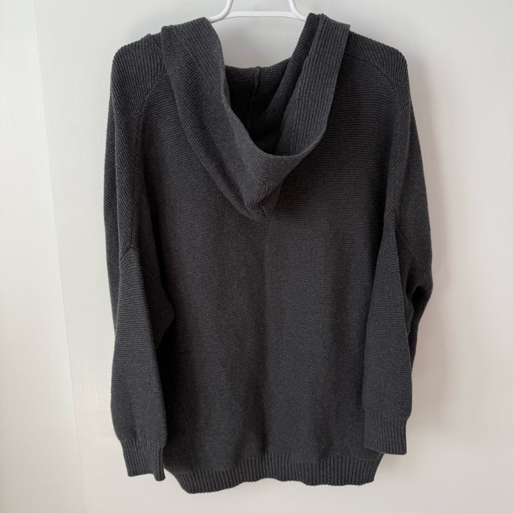 Pact Organic Cotton Hooded Open Front Cardigan with Pockets in Charcoal Gray - Picture 3 of 11